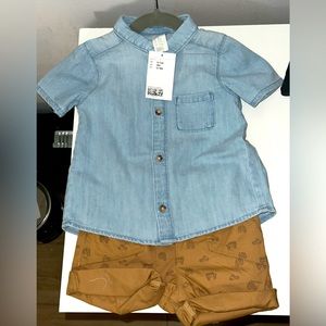 2- piece cotton ser, light denim blue/beige